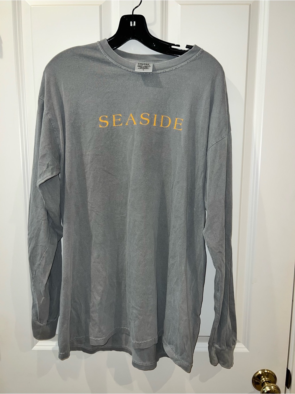 Comfort Colors Seaside Long-Sleeve Tee - Gray with Yellow Logo